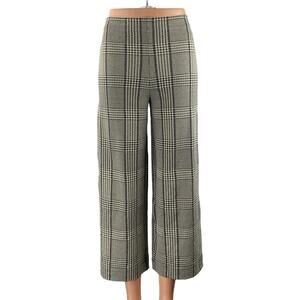 H&M Women's Black White Houndstooth High Rise Wide Leg Trousers Pants Size XS